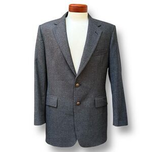 Vintage Heather & Tweed Wool Blazer Jacket Coat Made in USA Size 42L Charcoal